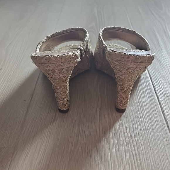 Vince Camuto Woven Tan Wedge Sandals - Picture 4 of 5